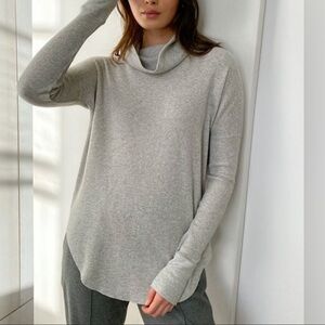 TNA Light Gray Cowlneck Waffle Knit Sweater